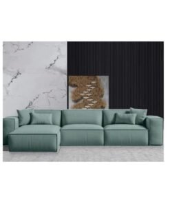 Karnak Carol Corner l L-Shaped Luxury Sofa For Living Room Solid Wood Corner Modern Design Couch, Velvet Upholstered Color (Right, Green)