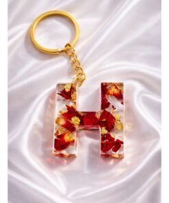 Ready For Chai Handmade Resin Alphabet Keychain – Letter H with Gold Flakes | Luxury Personalized Gift