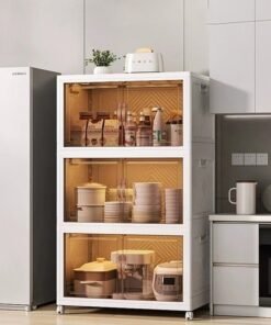 Arabest 3 Tier Kitchen Organization Cabinet 3 Layer Foldable Plastic Storage Drawer, Drawer Unit, Box, Plastic Organizing Cupboard Extra Large