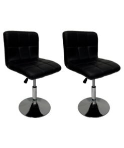 MAPLE HOME DECORATION Maple Home Modern PU Leather Up&Down  Swivel Bar Stools Counter Height Chairs Kitchen Home Office Chrome Base Durable Stylish (Black)
