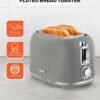 Geepas Fluted Bread Toaster- 2 Slice Slot| 6 Adjustable Browning Control and Removable Crumb Tray| Defrost and Reheat Button| 2 Years Warranty|GBT36558-GR, Grey 850 W GBT36558UK-GR Grey