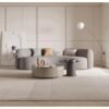 Comfynest European Style Velvet Couch - Modern Round Fabric Soft Curved Sofa for Living Room (Light Grey)