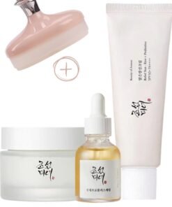 Beauty of Joseon Glow Kit & Face Scrubber - Radiance-Boosting Glow Serum with Propolis & Niacinamide, Luxurious Dynasty Cream, and Sunscreen Relief Sun Probiotics SPF50+ PA++++ 130ml