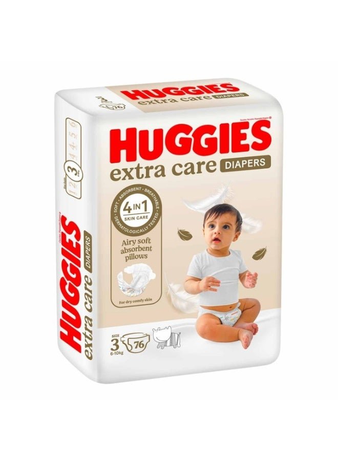 HUGGIES Extra Care, Size 3, 6-10kg, 76 Diapers
