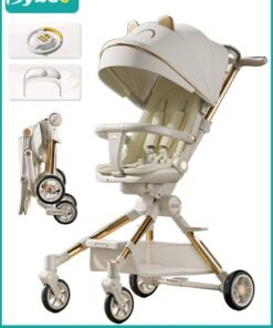 Bybeo Lightweight Baby Stroller, Multifunctional Travel Cabin, One-Hand Folding Babies Strollers for Newborn, Infant, Kids with Dinner Plate, Steering Wheel toy, Sunshade and Reversible Reclining Seat