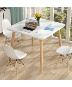 Modern Dining Table, Square Wood Kitchen Table Coffee Desk with Solid Legs, Simple Breakfast Table Meeting Desk for Home Dining Room Living Room Office (Square, 80*80cm)