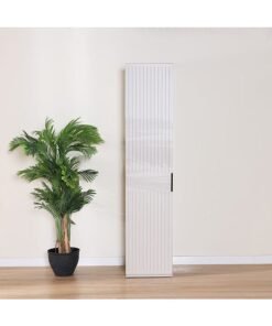 DANUBE HOME Defne 50Cm Left Wardrobe Extra Sturdy Closet Clothes Storage Cupboard Modern Design Space Saving Cabinet For Bedroom 51x59x230Cm Cream/Black