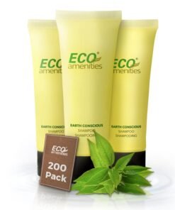 ECO amenities Travel Size Shampoo  200 PACK 30mL 1 oz Hotel Shampoo Supplies for Guests  Green Tea Scent with Flip Cap and Biodegradable Clear Container