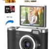 ZONBON Digital CameraDigital Camera with 64GB SD card, 4k CCD Digital Zoom Student Digital Camera 48MP Portable Digital Photography Camera 180° Flip Screen Selfie Camera, Point and Shoot Digital Cameras