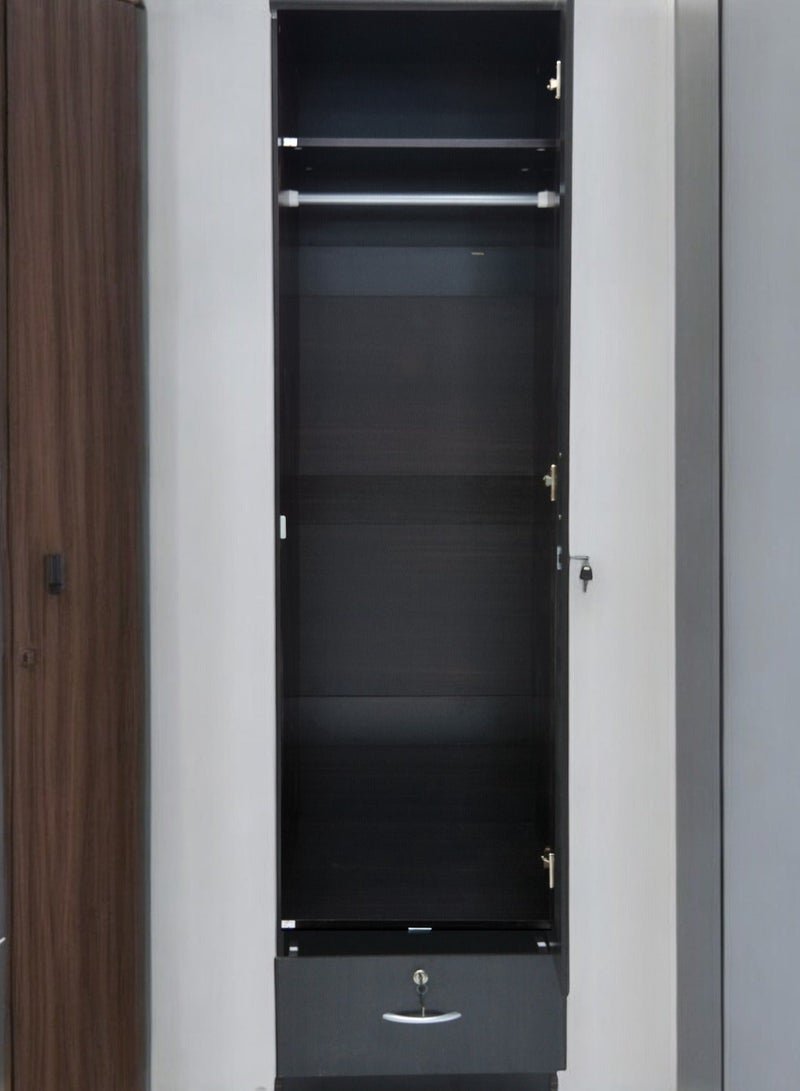 Multi Home Furniture Single Door Wardrobe for Clothes with Drawer Lock, Engineered Wood Storage Cabinet Cupboard for Bedroom Furniture, Wenge Finish Almirah for Clothes - Image 2