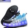 Joshberg Rechargeable Roller Skates shoes,Skates Shoes,Shiny Sneaker Skate Shoes With Lighting sole and Wheels(Blue)