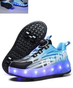 Joshberg Rechargeable Roller Skates shoes,Skates Shoes,Shiny Sneaker Skate Shoes With Lighting sole and Wheels(Blue)