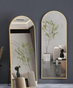 Decorhills Arched Full Length Mirror 165x60 cm | Modern Gold Aluminum Frame | Wall Mounted & Floor Standing Mirror | Large Bedroom Dressing Mirror | Full Body Mirror for Living Room & Home Office