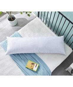 Hotel Linen Klub Krude Long Body Pillow 1pc, Fabric: 100% Polyester 85 GSM Microfiber 1 cm Stripe Super Soft, Filling: 1300 gm Hollow Fiber Comfort, Breathable & Ultra Soft , Size: 45 x 120 cm, Color: White