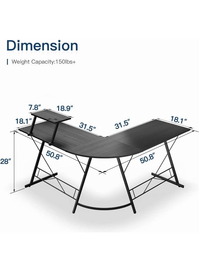 SKY-TOUCH L-Shaped Computer Desk|Gaming Desk |PC Workstation|Home Office Desk|Corner Desk Study Desk with Removable Monitor Stand - Image 2