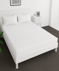 MAXQON Deep Fitted Bed Sheet +2Pcs Pillow Covers, King/Queen/Double/Single Sizes, Color White, Depth 30cm