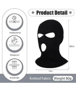 Alternative view of Happy D 3 Hole Balaclava Full Face Mask Unisex Winter Neck Warm Knitted Balaclava Face Cover for Men Women Outdoor Sport Fishing Skiing One Size Fit All