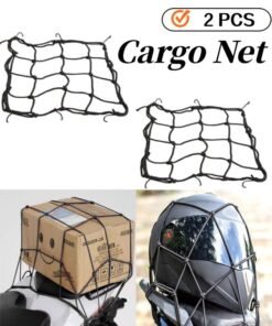 REOCLE 2PCS Cargo Net Elastic Motorcycle Luggage Bungee Netting with 6 Adjustable Metal Hooks Stretchable Bungee Cord Mesh Load Net for Bike Paddle Board Quad Canoe Moped and ATV