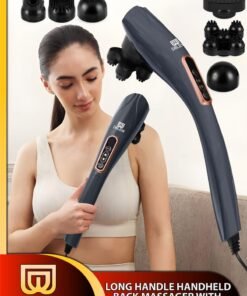 DBLEW Electric Handheld 6 Heads Full Body Massager With Long Handle Deep Tissue Hammer Massage Percussion Vibration For Neck Shoulder Back Arms Leg Foot Calf Muscle Relax Pain Hand Tension Relief