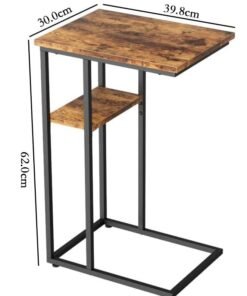 Alternative view of Chulovs C Shaped End Table, C Side Table with Metal Frame, TV Tray Table for Sofa, Bed, snack table, laptop table, Rustic Vintage Style, Rustic Brown