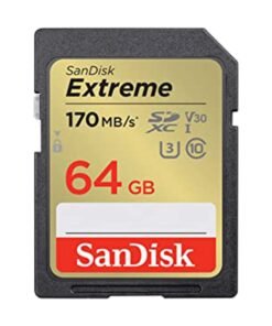 sandisk 64 GB Extreme SDXC  UHS-I Card Speed up to 170MB/s, shoot 4K UHD video2,  SDSDXV2-064G-GNCIN