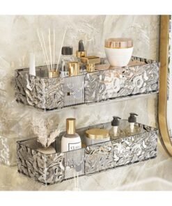 UrbanEssentia Shower Caddy Shelf, Set Of 2pcs, Bathroom Shelf Perfect For Bathroom Organizer And Storage, No-Drilling Shower Organizer, Transparent ABS+PET Bathroom Accessories