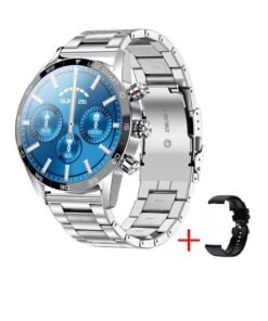 LIGE Smart Watch, IP68 Waterproof Bluetooth Phone Call Smart Bracelet, Multifunctional Smart Activity Tracker Wrist Watch With Heart Rate Blood Oxygen Monitoring, (1pc, Silver, Flat Head Steel Strap Plus Silicone Strap)