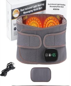 New Multifunctional Massage Heating Pad, Cordless Heated Back Support Massage for Men and Women, Back Heating Support Belt with 3 Vibration and Heat Settings (Gray)