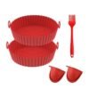LDQ 2 Pcs Air Fryer Silicone Liners Food Safe Non Stick Air fryers Basket with Oil Brush & 2pcs Hand Clip Oven Accessories, Reusable Replacement of Flammable Parchment Liner Paper Fits 3QT - 5QT Air Fryer