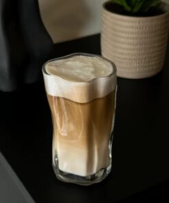 Zence Design (4 Set) Drinking Glasses Set 275ml: Mug, Crystal Glass, Wave Cup, Coffee Cup - Wave Glass Cups for Water, Iced Coffee, Milk, Tea, Juice, Cocktails and Matcha Latte