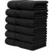 1Chase Luxury Hand Towels Set of 6 – 100% Egyptian Cotton, 16x30 Inches – Ultra Soft & Absorbent – Premium Hotel, Spa & Bathroom Towels – Quick Dry & Durable (6, Black)