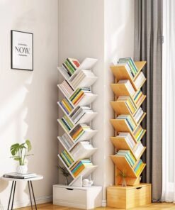 CozyNest Tree-Shaped Wooden Bookshelf, Multi Tier Floor Standing Bookcase Storage Organizer Open Shelf Book Rack for Living Room Study Office Bedroom Decorative Wood Furniture for Books Kids Home Library Plants Small Decor - Image 3
