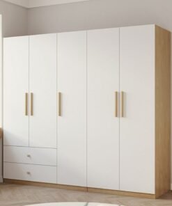 Royaloak Roger 5-Door Wardrobe – MDF Construction, Melamine Finish, Modern Freestanding Cupboard, Durable & Elegant Design