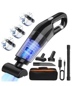 Yoawllty Vacuum Cleaner Small, Cordless Vacuum Cleaner Wet and Dry with 3 Filters and 3 ​Different Nozzle for Car and Home, 120W