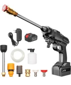 ELTRAZONE 24V Cordless Portable Washer Electric High Pressure Cleaner Machine 200W 30Bar Lithium Handheld Car Cleaning Device With Foam Generator Nozzle Water Pump