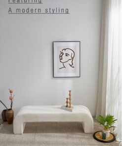 Alternative view of Merry Moments Boucle Bench Seat Vanity Bench Entryway Bench End of Bed Bench Door Seat Decorative Footstool for Entryway Living Bedroom Study Retail White Colour H43xL120xW40 cm