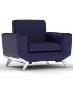 Mahmayi SF165-1 PU Leatherette Single Seater Sofa - Modern Executive Sofa, Office Lounge Seater With Stainless Steel Legs and High Density Foam - Blue