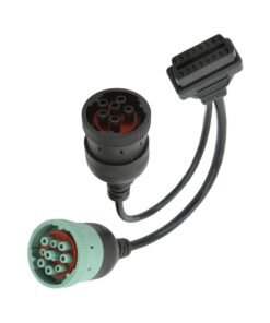 OBD2 Heavy Duty Truck Scan Cable 9 Pin To 16 Pin OBD2 Truck Diagnostic Scanner Cable Adapter Green Y Cable Connector for Car Trucks