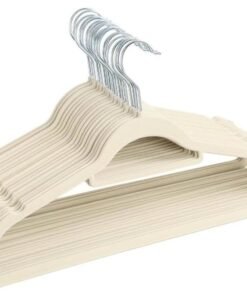 Red Dot Gift®10-Pack Beige Non-Slip Velvet Hangers 42cm With 360 Degree Rotatable Hook - Durable & Slim - Non Slip Hangers for Coat Hangers - Pant Hangers