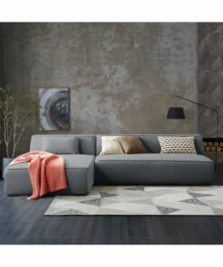 Karnak Chelsea 3-Seater Luxury L-Shape Velvet Sofa with Free Pillows - Color Charcoal Grey