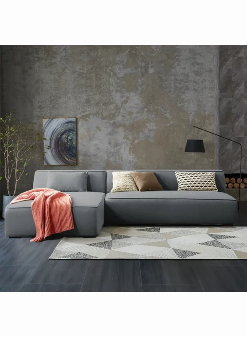 Karnak Chelsea 3-Seater Luxury L-Shape Velvet Sofa with Free Pillows - Color Charcoal Grey