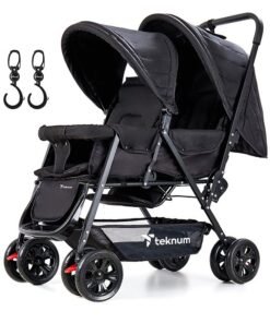 TEKNUM Double Baby Stroller with Hooks - Black