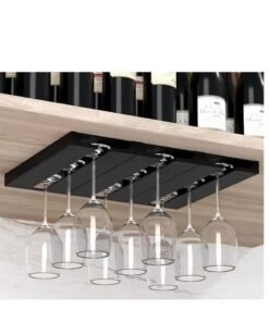 2 Pack  Glass Cup Holder Under Shelf or Cabinet Punch-free Glass Rack Plastic Stemware Rack Glassware Drying Storage Hanger for Kitchen and Restaurant