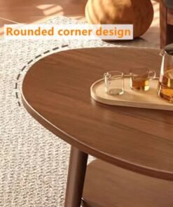 Alternative view of Kutis Double Layer Coffee Table Sofa Side Table Central Table Wood/Density Board Brown 120x50x60 cm