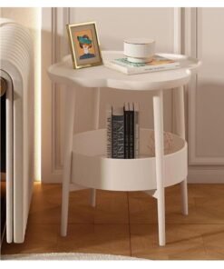 XICEN 2 Tier Side Table with Storage Shelf, Plastic End Table Sofa Couch Table, Modern Flower Shaped Tea Table Coffee Table, Mid-Century Style Bedside Tables, Suitable for Bedroom/Hallway/Study Room/Office - Image 4