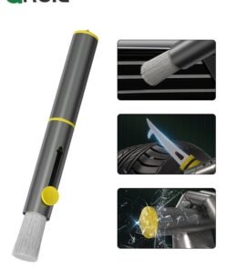 GROIC Sliver 3 in 1 Car Detailing Brush with Window Breaker and Tire Cleaning Hook, Auto Interior Brush, Aluminum Alloy Multifunctional Tool