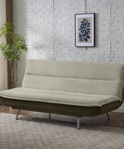 DANUBE HOME Ryker Fabric Sofa Bed | Convertible Sleeping Sofa Bed | Comfortable Living Room Furniture L200xW99xH95cm - Beige/Brown