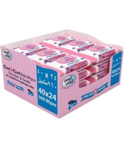 Cool & Cool Baby Wipes 40’s (Pack of 24)-Alcohol Free, Paraben Free, Vitamin E, Aloe Vera, Ultra Soft & Gentle for Sensitive & Delicate Skin - 960 Wipes
