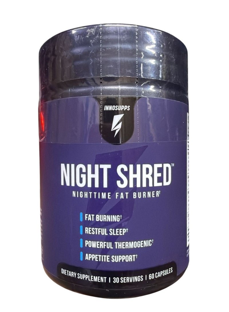 INNOSUPPS Night Shred - Night Time Fat Burner | Appetite Suppressant and Weight Loss Support| Ashwagandha Root, Grains of Paradise, Melatonin (60 Vegetarian Capsules) |