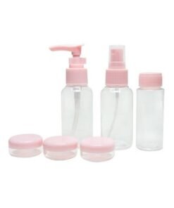 COSLUXE Travel Bottles Kit Travel Cosmetics Bottles Set Portable Multipurpose Cosmetics Toiletries Travel Refillable Bottles For Storing Shampoo Gel Cream Jars Lotion Dispenser (7 Pcs Set)